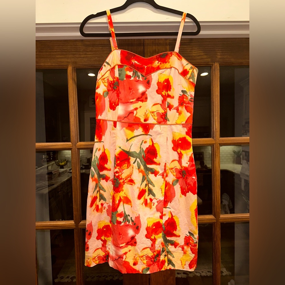 EUC Kristin Davis Size 10 Floral Spaghetti Strap Mini Dress - Picture 2 of 13